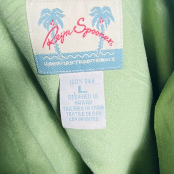 Reyn Spooner Men Large Green Golf Theme Short Sleeve Button Front Silk Shirt - Picture 7 of 8